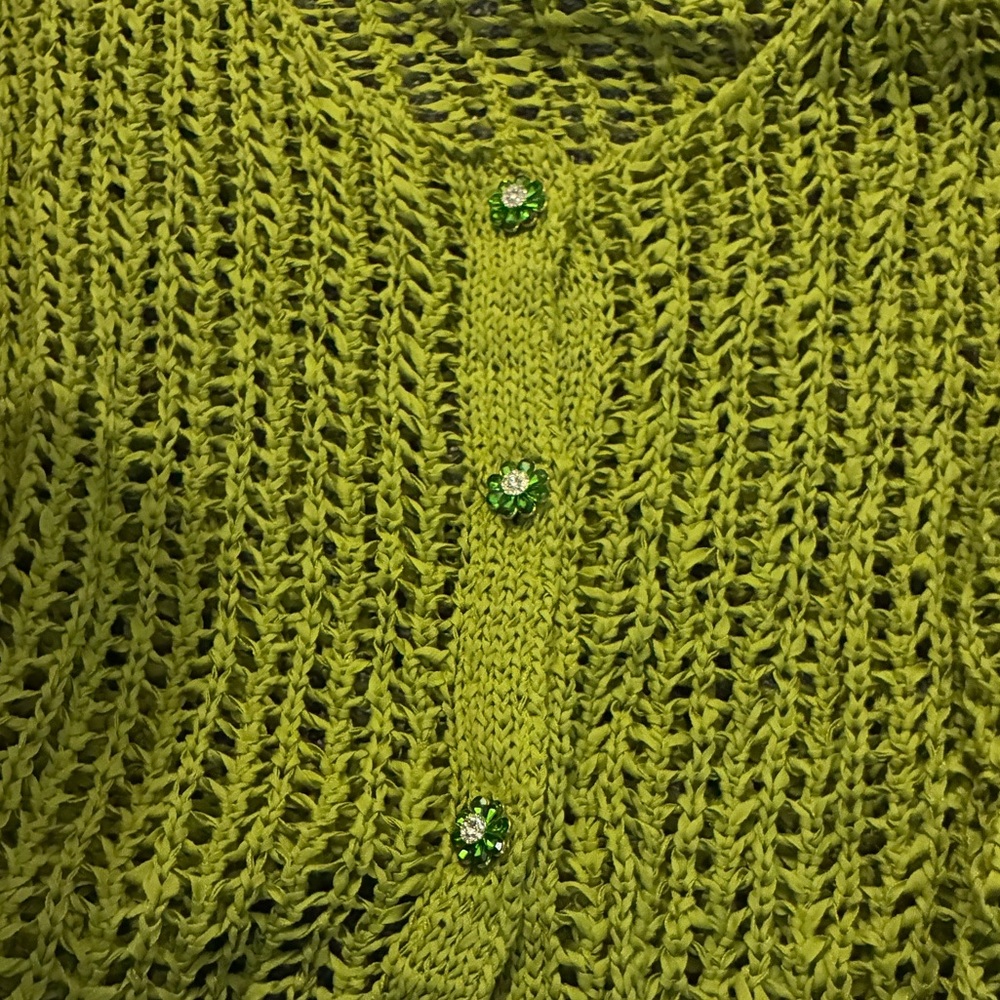 Zara NWT ribbon knit cardigan green - Picture 4 of 6